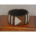 New Women's African Gold & White Beaded Wide Le...