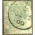 Hong Kong QV 1882 30c Grey Green Wmk Crown CA U...
