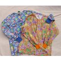 2 Scrub Tops S 42 Chest Blue Orange Prints Long...