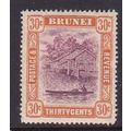 BRUNEI 1908-22 WMK MULTI CROWN CA 30c MINT HING...