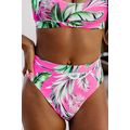 Rose Tropical Print Textured Bikini Bottoms