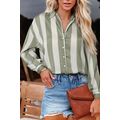 Green Striped Soft Relaxed Button Up Shirt