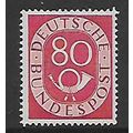 GERMANY REPUBLIC 1951 NUMERAL AND POSTHORN 80pf...