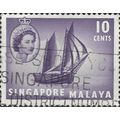 SINGAPORE, Elizabeth II, Tonkong, violet 1955, 10c, #8