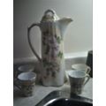 Ceramic Chocolate set Pot and 4 cups floral design