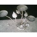 Cast iron candle holder leaves accent decorative