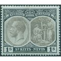 St Kitts-Nevis 1920 1s grey & black on green SG...
