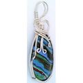 Rainbow Cal Silica Silver Wire Wrap Pendant 44