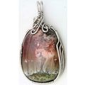 Red Plume Agate Stainless Wire Wrap Gemstone Pe...