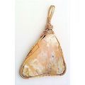 White Plume Agate Bronze Wire Wrap Gemstone Pen...