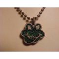 Green Frog Pendant Necklace Enamel Confetti Fro...