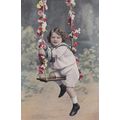 Childrens Swing Made Of Flowers Old Real Photo ...