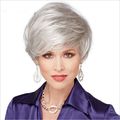 Wig Short Straight Silver Grey Classic Syntheti...