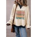 White THANKFUL Graphic Colorblock Edge Oversize...