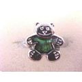 Teddy Bear Ring Green Enamel Adjustable Silver ...