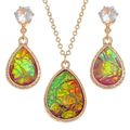 Fuchshia Opalescent Drop & Necklace with Drop E...