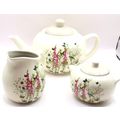 Birds & Butterflies Teapot with Jug and Sugar B...