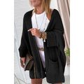 Black Oversized Fold Over Sleeve Sweater Cardigan