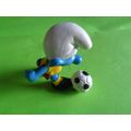 Footballer smurf complete with foot ball