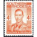 Southern Rhodesia KGVI 1937 4d Red Orange Mount...