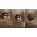 Children In Disaster Weather With Antique Umbre...