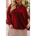 Gold Flame Exposed Seam Detail Waffle Knit Plus...