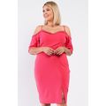 Plus Coral Pink Off-the-shoulder Silver Ball Be...