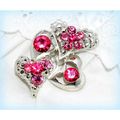 Summer Gift Bright Pink Crystal Love Heart Broo...