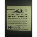 1961 Hornady Bullets Ad - Super Explosive Varmint Bullets