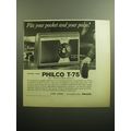 1958 Philco T-75 Radio Ad - Fits your pocket an...