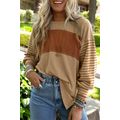 Flaxen Colorblock Striped Bishop Sleeve Top