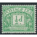 1914 D1 1/2d Emerald Postage Due Mounted Mint ..