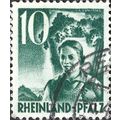 RHEINLAND PFALZ, Woman wine-making, dark green ...