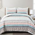 King Scandinavian Chevron Teal White Orange Bro...