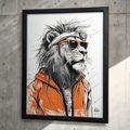 Groovy Lion Illustration Wall Art Lion Print An...