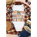 White Thanksgiving Slogan Print Crew Neck T Shirt