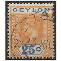 Ceylon 1921 SG350 25c Olive-Yellow & Blue Fine ...