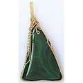 Malachite Gold Wire Wrap Gemstone Pendant 5
