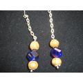 Delightful natural wood & dark blue crystal gla...