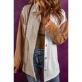 Multicolour Corduroy Colorblock Loose Shacket