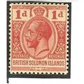 British Solomon Islands KGV 1923 1d Scarlet Mou...