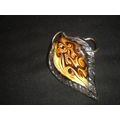 Unique hanmade gold orange brown swirl glass le...