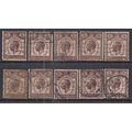 GB 1929 KGV 1 1/2d x 10 Purple-Brown UPU used S...