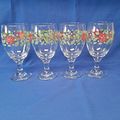Lot 4 LIBBEY Christmas HOLLY BERRY Glass Ice Te...