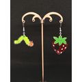 Caterpillar And Strawberry Acrylic Kawaii Earrings