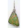 Green Turquoise Stainless Wire Wrap Gemstone Pe...