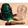 Glass Colored Insulators & mounting post .. ant...