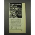 1970 Colorado Tourism Ad - High Country, High Kill
