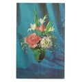 FLOWERS IN A WINE GLASS ..used vintage postcard...