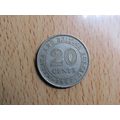 Borneo 1957 20 Cents Coin